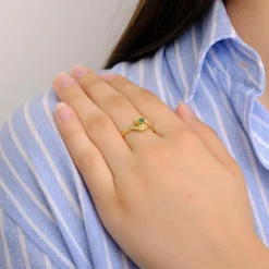 Bague or jaune Diamants et Émeraude