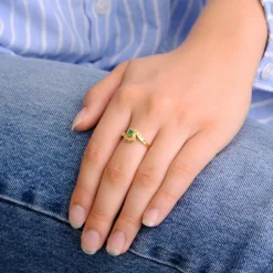 Bague or jaune Diamants et Émeraude