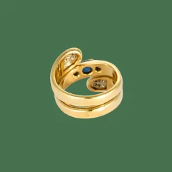 BAGUE OR JAUNE DIAMANTS ET SAPHIR