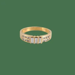 Bague or jaune Diamants ronds et baguettes