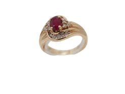 Bague Or jaune Diamants Rubis