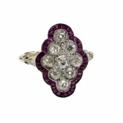 Bague Or jaune Diamants Rubis