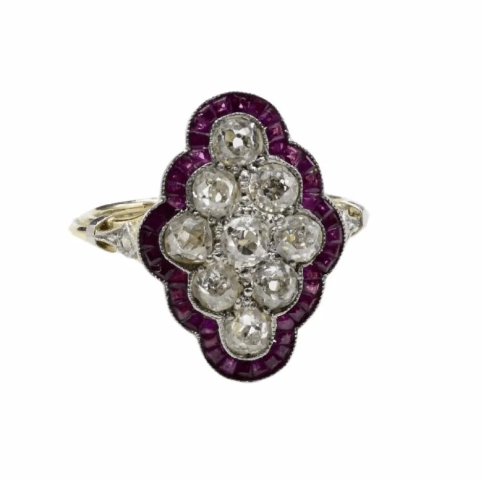 Bague Or jaune Diamants Rubis