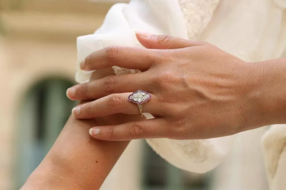 Bague Or jaune Diamants Rubis
