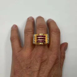 Bague Or jaune Diamants Rubis