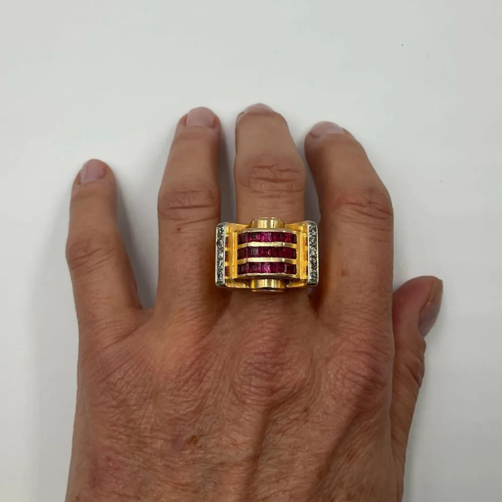 Bague Or jaune Diamants Rubis