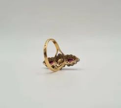 Bague or jaune diamants roses et diamants blancs