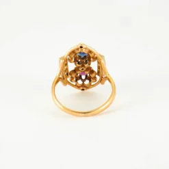 Bague Or jaune Diamants Rubis et Saphirs