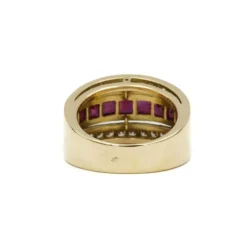 Bague or jaune diamants rubis