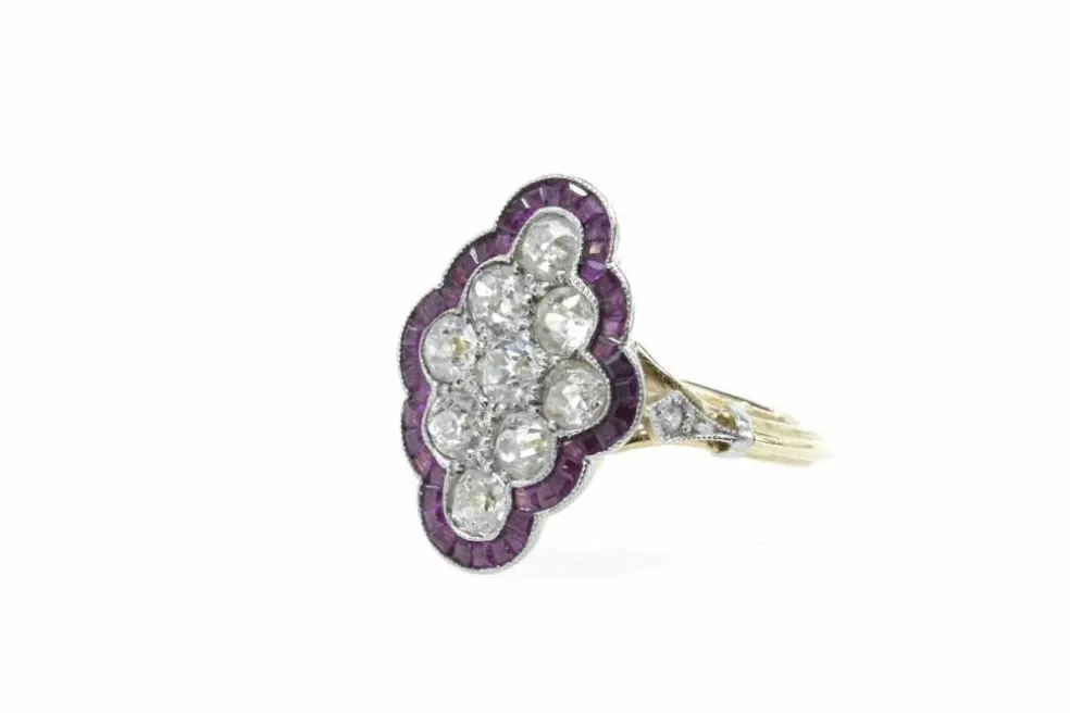 Bague Or jaune Diamants Rubis