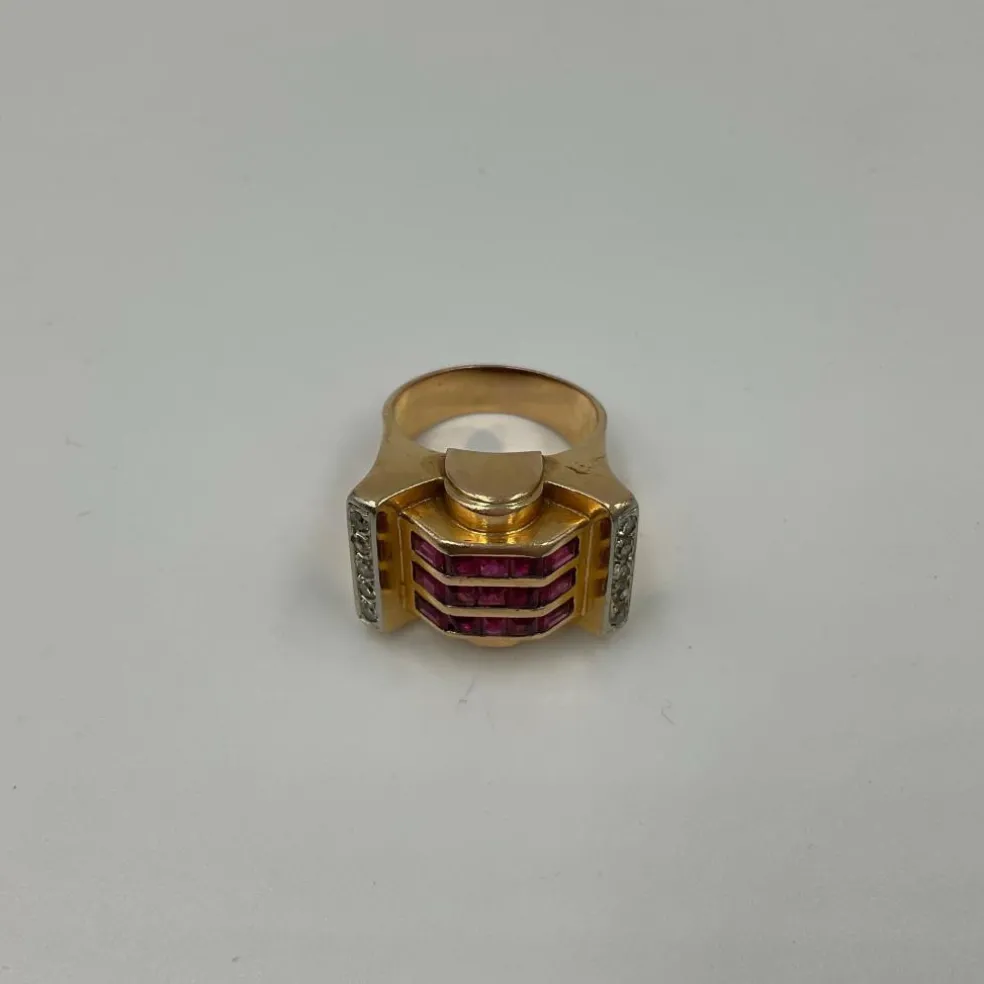 Bague Or jaune Diamants Rubis