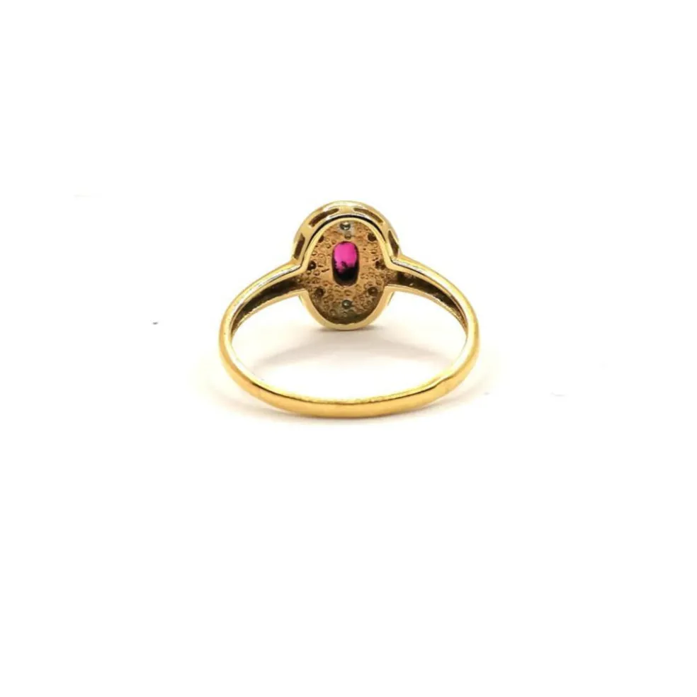 Bague or jaune diamants rubis