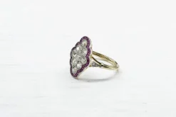 Bague Or jaune Diamants Rubis