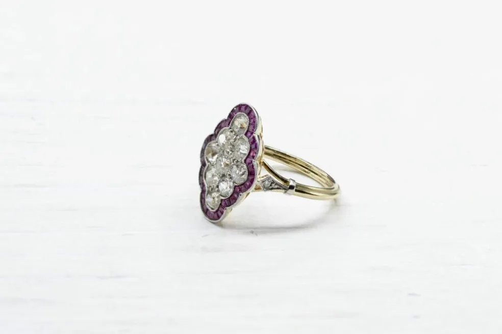 Bague Or jaune Diamants Rubis