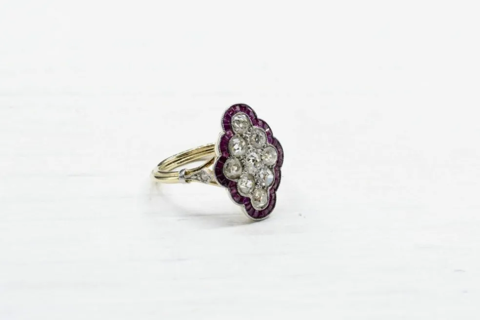 Bague Or jaune Diamants Rubis