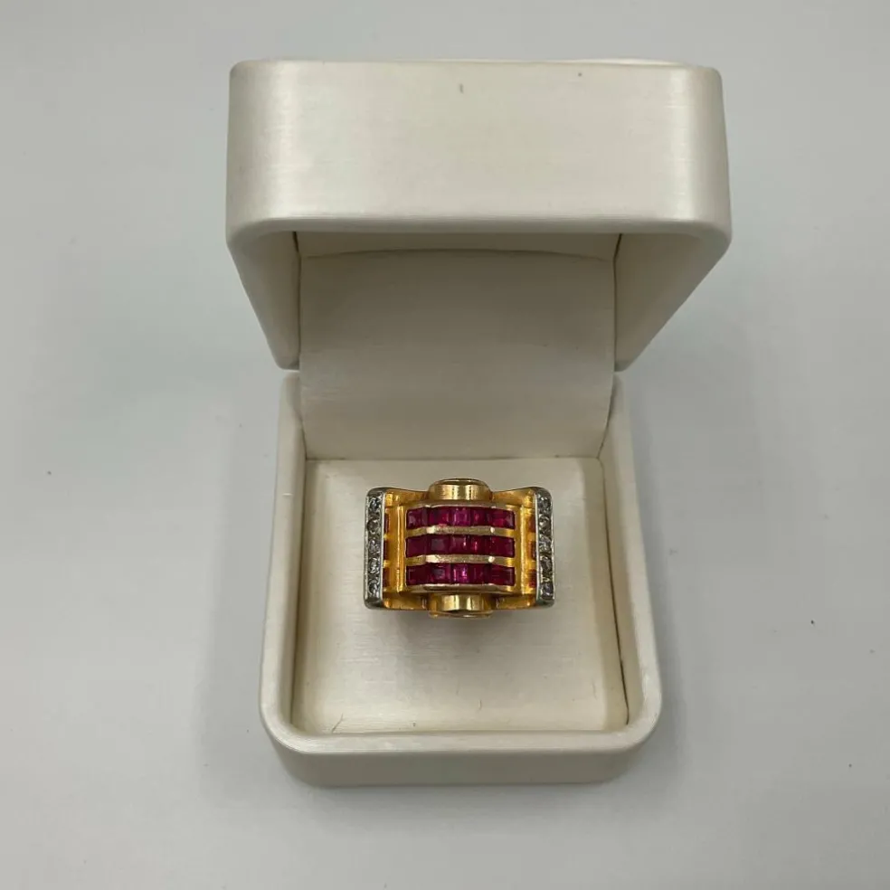 Bague Or jaune Diamants Rubis