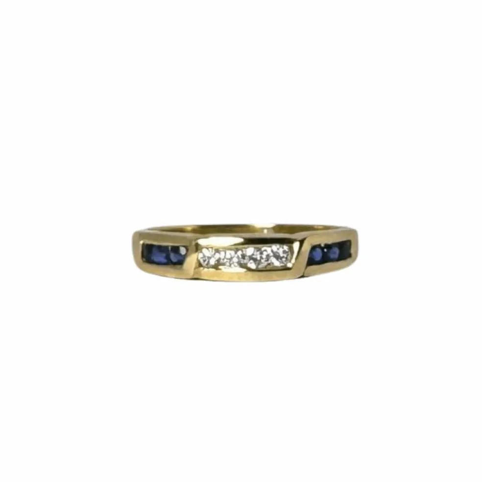 Bague Or jaune Diamants Saphirs