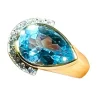 Bague or jaune, Diamants, Topaze Bleue