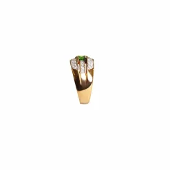 Bague Or jaune Diamants Tourmaline verte