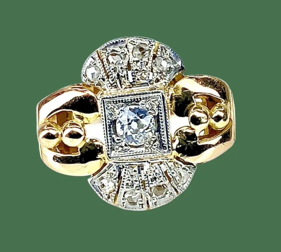 Bague or jaune diamants, vers 1930