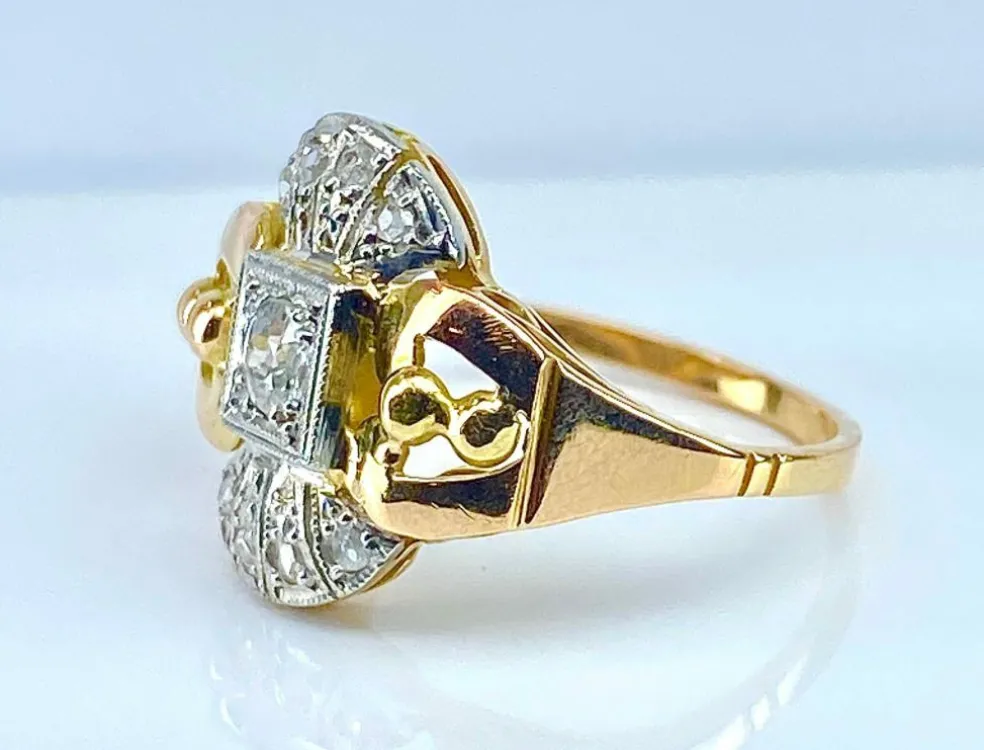 Bague or jaune diamants, vers 1930