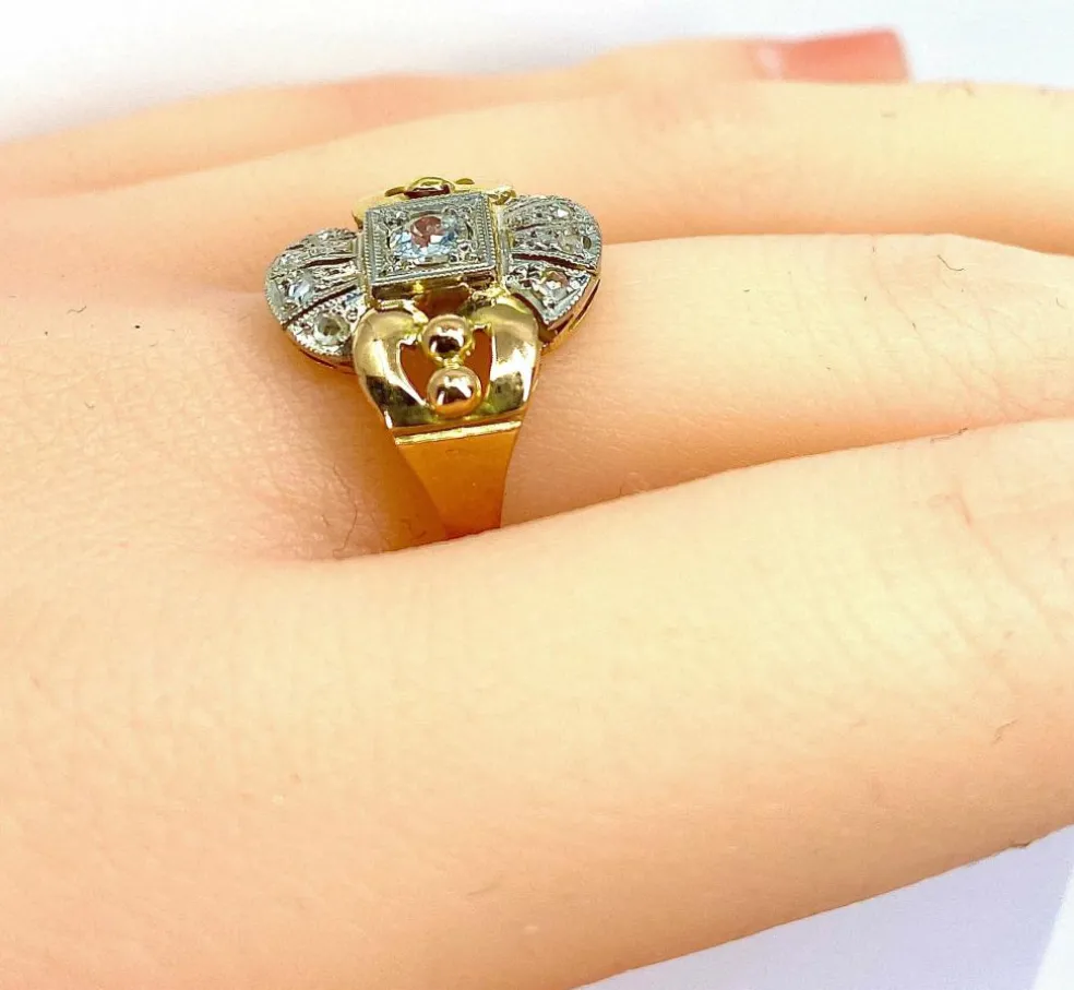 Bague or jaune diamants, vers 1930
