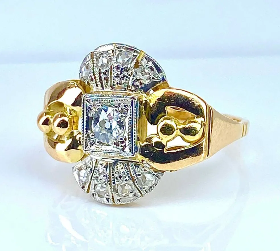Bague or jaune diamants, vers 1930