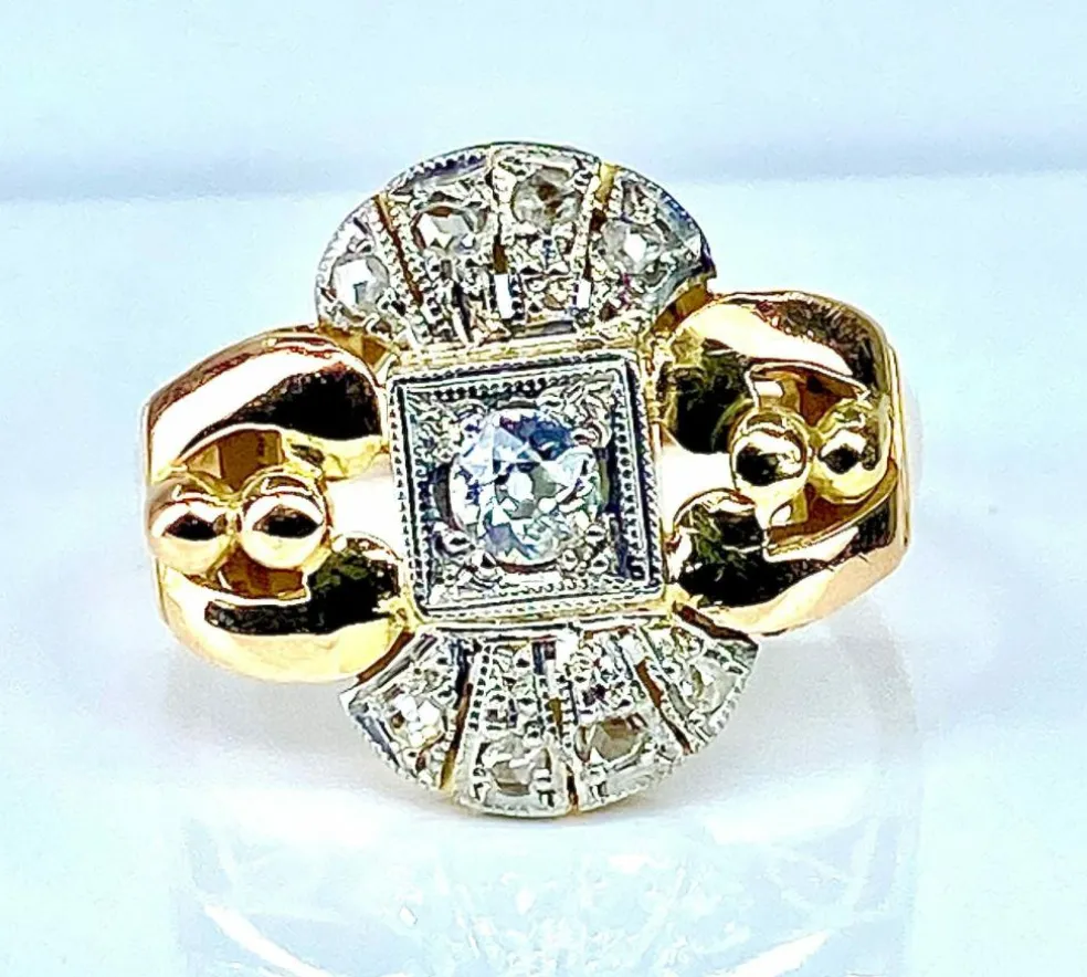 Bague or jaune diamants, vers 1930