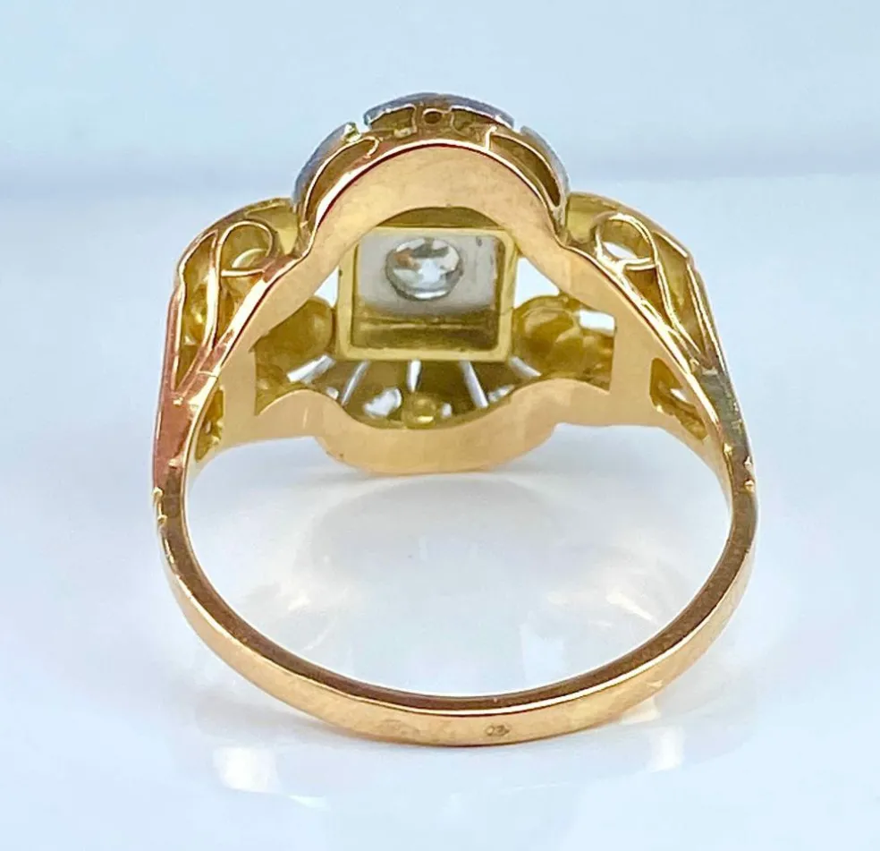 Bague or jaune diamants, vers 1930