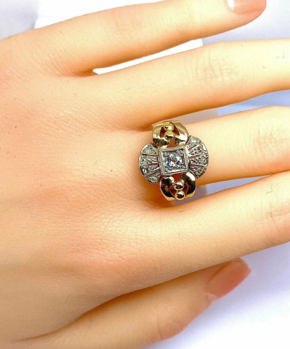 Bague or jaune diamants, vers 1930
