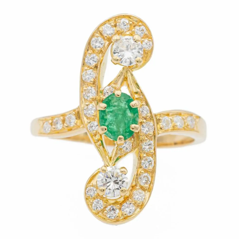 Bague Or jaune Emeraude