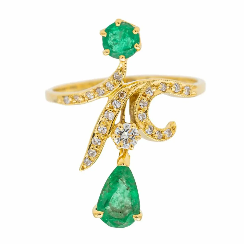 Bague Or jaune Emeraude
