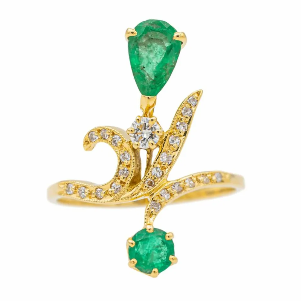 Bague Or jaune Emeraude