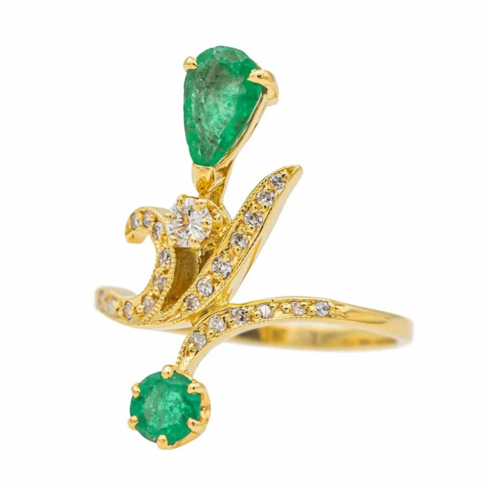 Bague Or jaune Emeraude