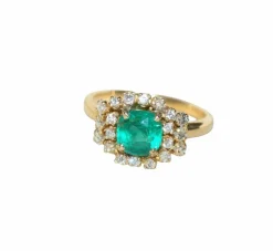 Bague Or Jaune Emeraude 1,52 Ct et Diamants