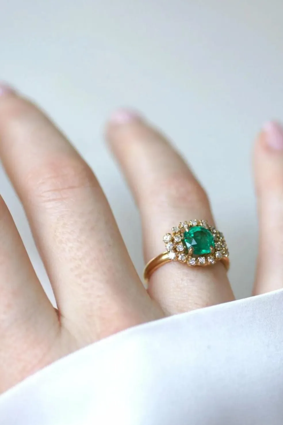 Bague Or Jaune Emeraude 1,52 Ct et Diamants