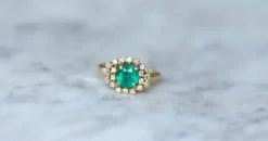Bague Or Jaune Emeraude 1,52 Ct et Diamants