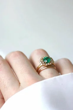 Bague Or Jaune Emeraude 1,52 Ct et Diamants