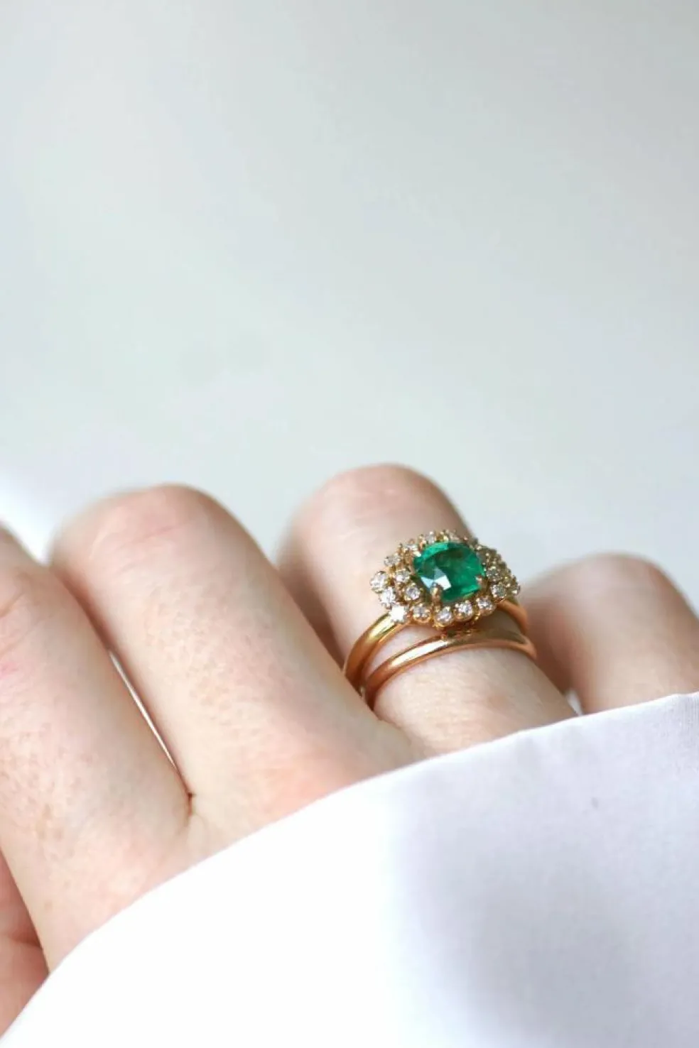 Bague Or Jaune Emeraude 1,52 Ct et Diamants