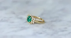 Bague Or Jaune Emeraude 1,52 Ct et Diamants