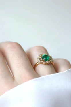 Bague Or Jaune Emeraude 1,52 Ct et Diamants