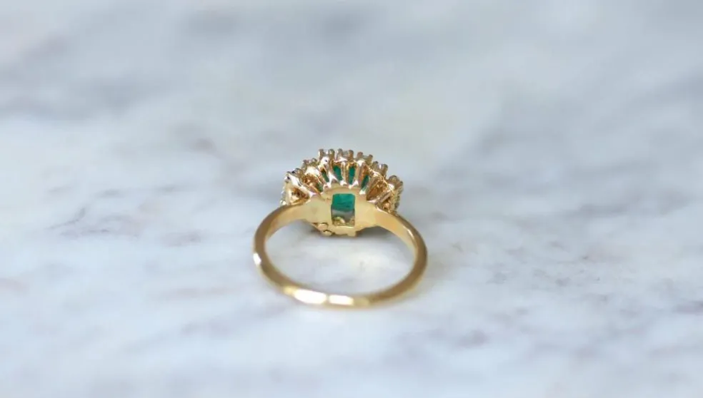Bague Or Jaune Emeraude 1,52 Ct et Diamants