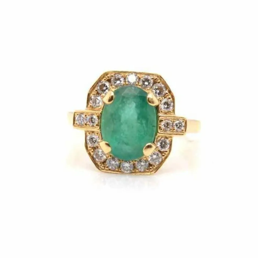 Bague Or jaune Emeraude Diamants
