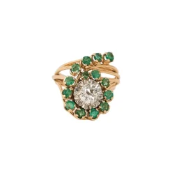Bague Or Jaune Emeraude Diamants