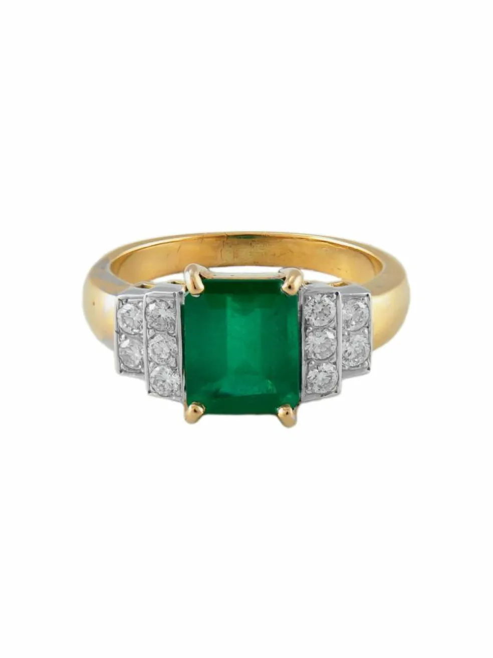 Bague Or Jaune Emeraude Diamants