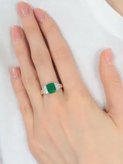 Bague Or Jaune Emeraude Diamants