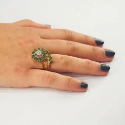 Bague Or Jaune Emeraude Diamants