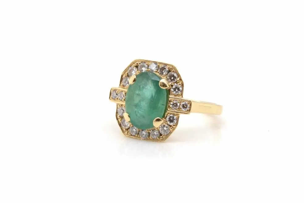 Bague Or jaune Emeraude Diamants
