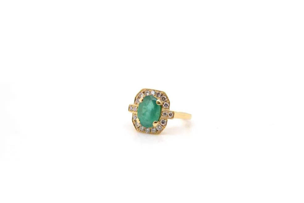 Bague Or jaune Emeraude Diamants