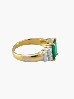 Bague Or Jaune Emeraude Diamants